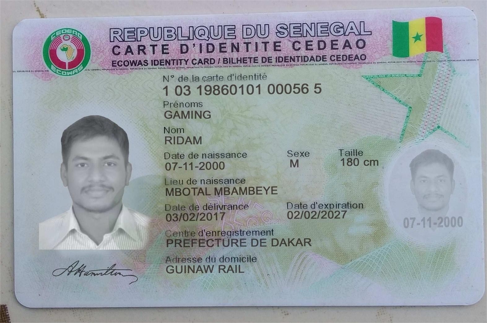 定制塞内加尔身份证