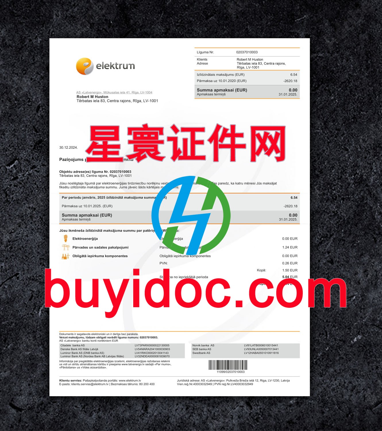 定制拉脱维亚能源账单